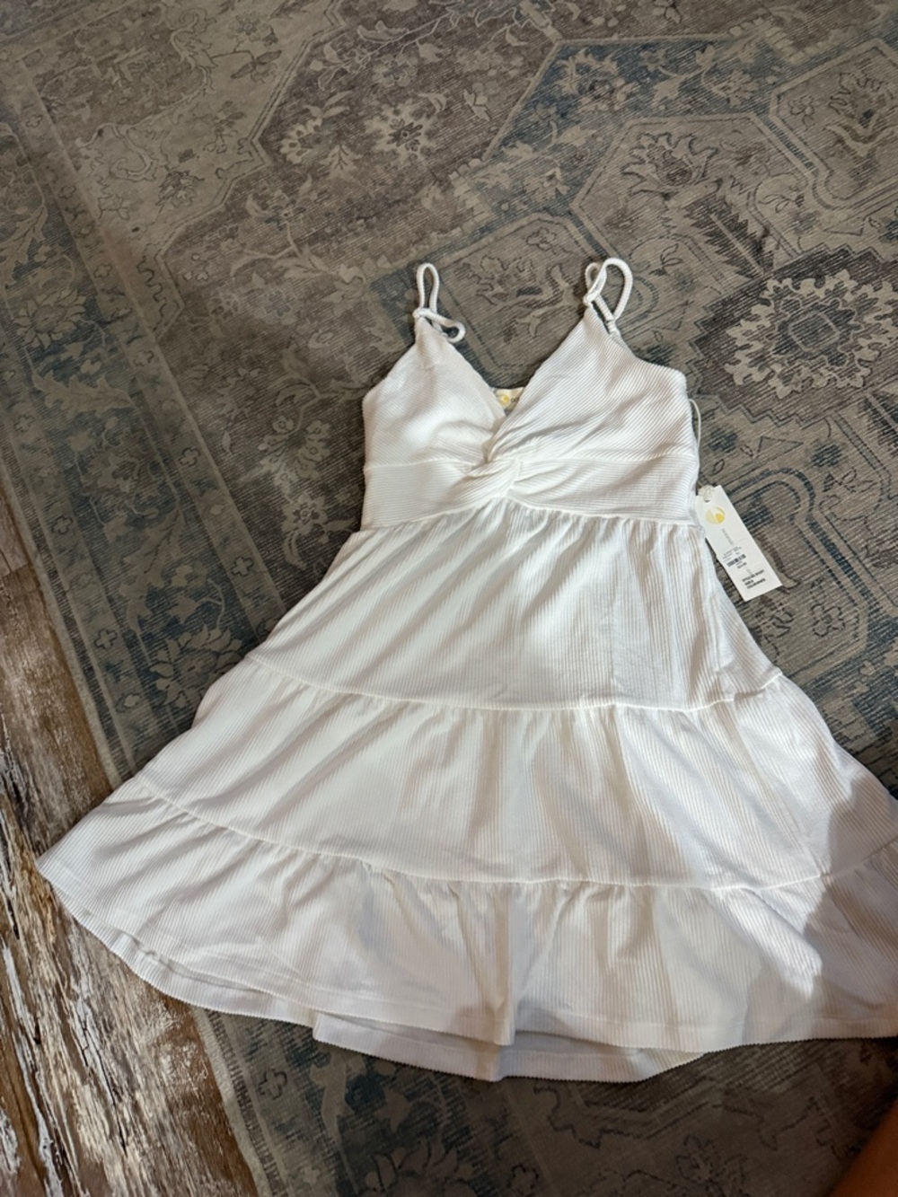 Ocean Drive White Tiered Twist-Front Mini Sundress